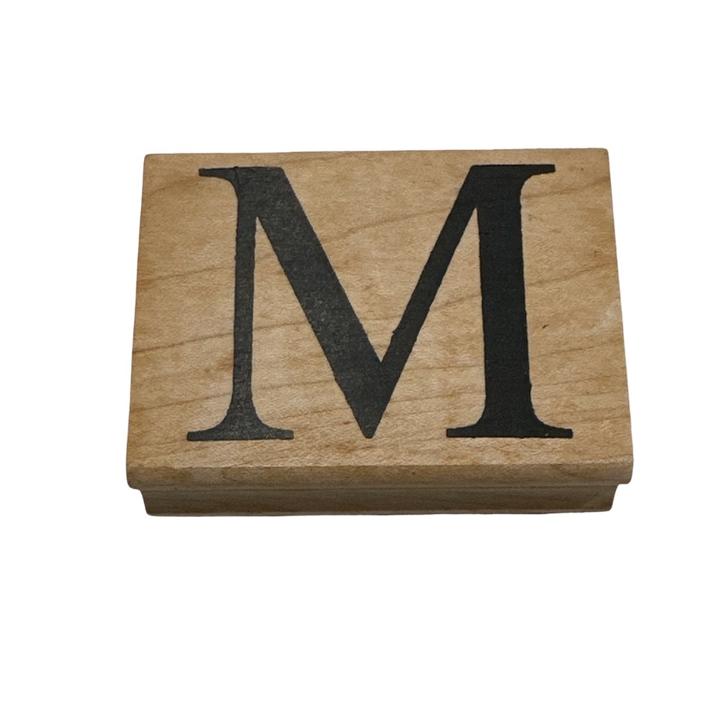 Ballard Designs Wooden Rubber Stamp Letter M Classic Typography Decor